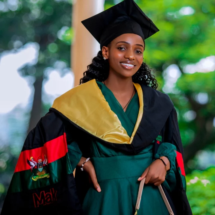 Joanita Nakityo in graduation attire at Makerere University